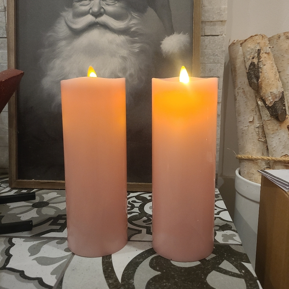 Set of Pink Matchless Luminara 8" LED Flameless Candles - Free shipping